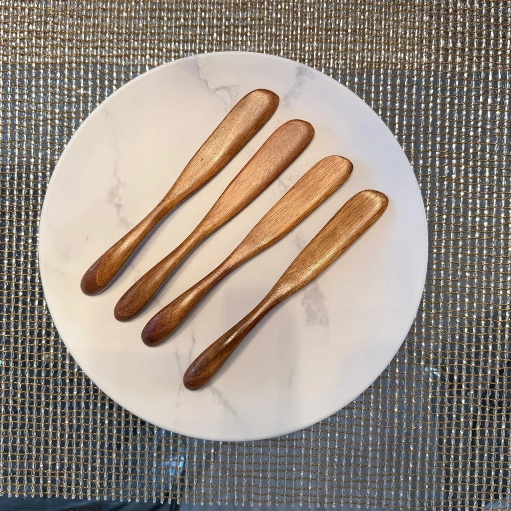 NEW Set of 4 Handcrafted Acacia Wood Spreaders – Luxe Entertaining Essentials